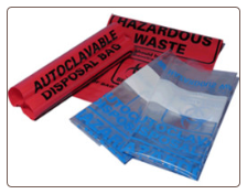 Autoclave bags, 12.2x26" (31x66cm), clear, biohazard, printed, marking area, 200/case