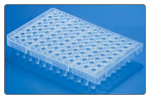 Semi-skirted 96 well PCR plate, natural